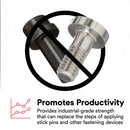 Productivity visual showing how the adhesive eliminates the need for stick pins or mechanical fasteners.