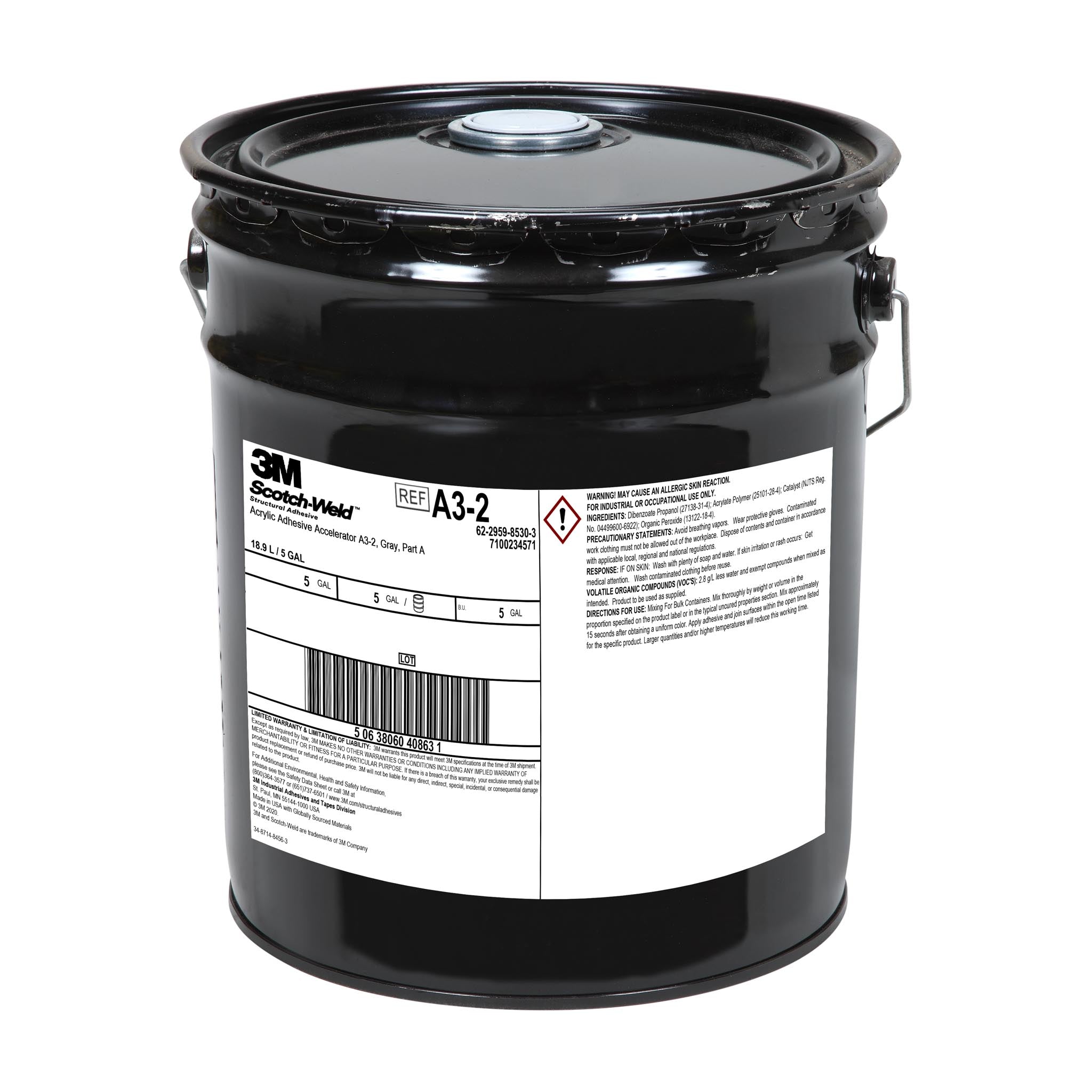 3M Scotch-Weld A3-2 Gray Acrylic Accelerator in 5 Gal Pails - Part A