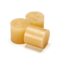 Power Adhesives Tecbond 5 series hot melt slugs, 43mm pale amber adhesive for woodworking.