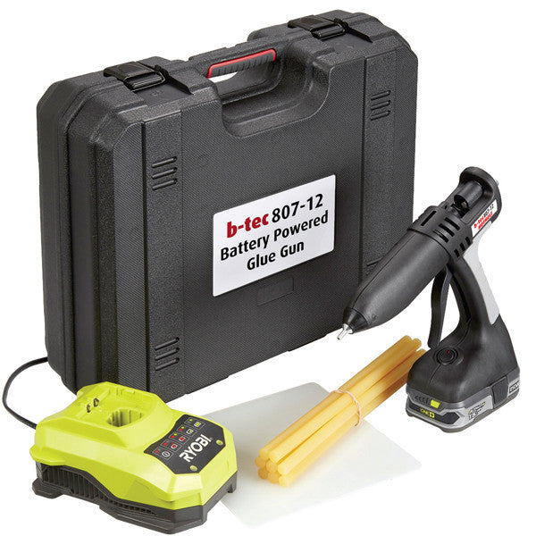 Power Adhesives B-TEC 807 Battery Powered Hot Glue Gun Uses 1/2 (12mm)  Sticks
