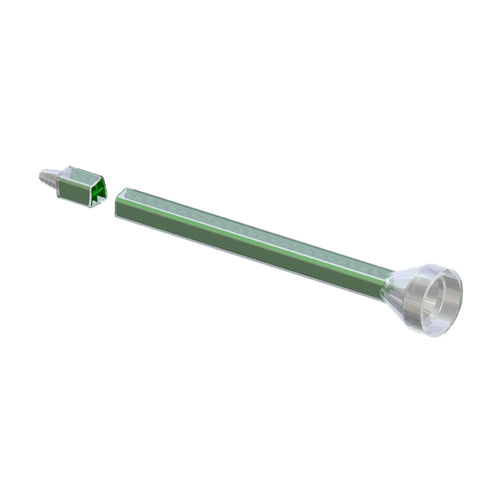 Single square Sulzer MCQ nozzle with green elements and bell inlet connection