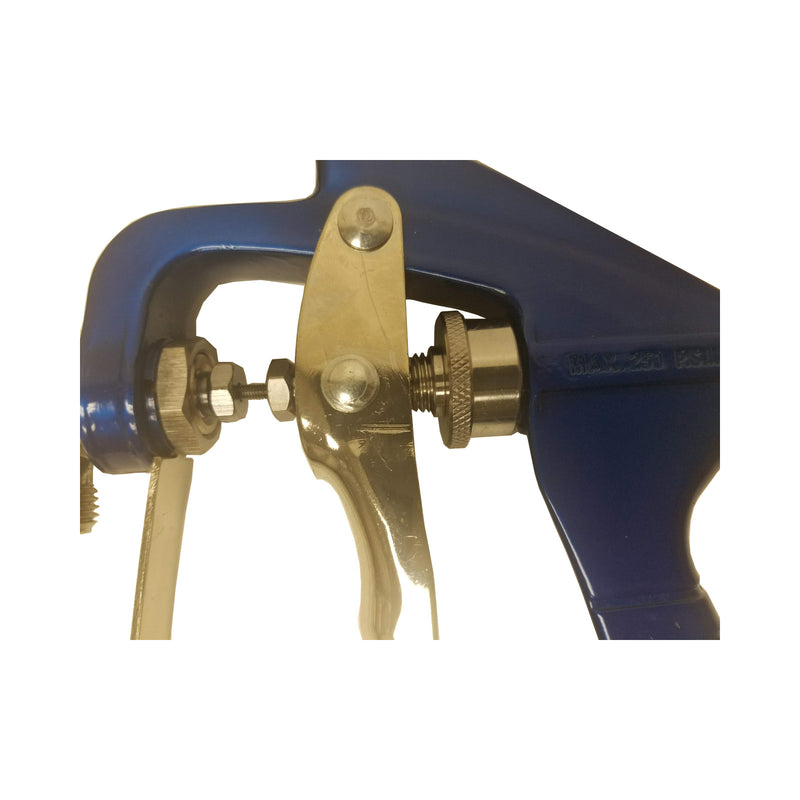Close-up of Infinity Bond 23L-B18 Adjustable Canister Spray Gun Trigger and Fittings