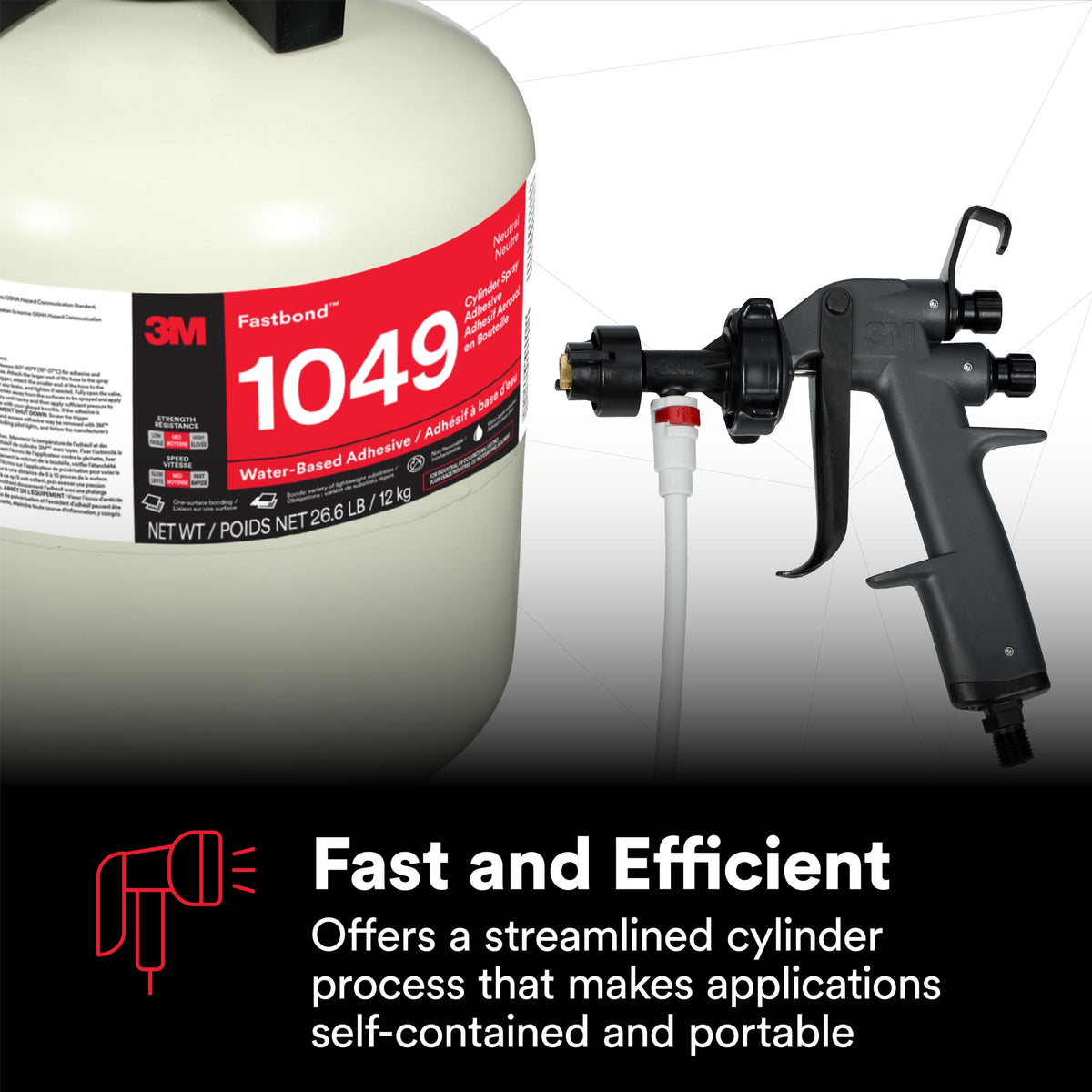 3M Fastbond 1049 Water-Based Spray Adhesive Cylinder Tank with Low VOC