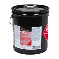 3M Scotch-Weld 847 Rubber and Gasket Adhesive in a 5 gallon black pail with red flammable warning and detailed product label