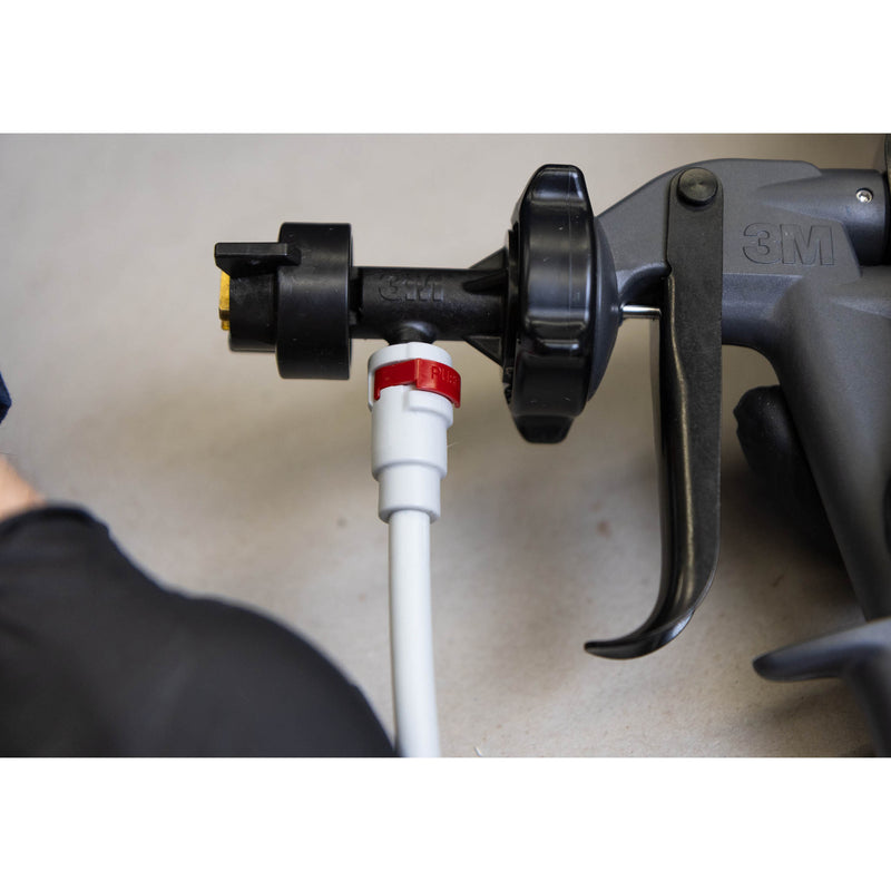 3M Water-Based Cylinder Spray Adhesive Hose Quick Connex fitting attached to spray applicator handle.