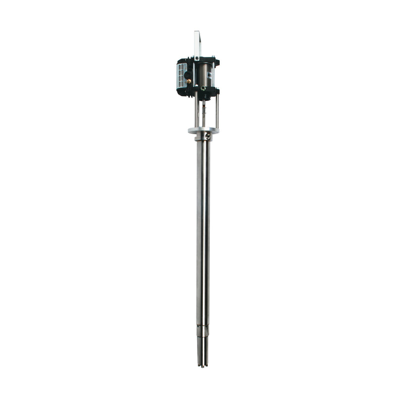 Binks Pogo Plus stainless steel piston pump with gauges and hose fittings for industrial adhesive spraying