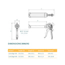 COX PowerFlow cartridge gun dimensional drawing comparing the 310 mL and 400 mL models