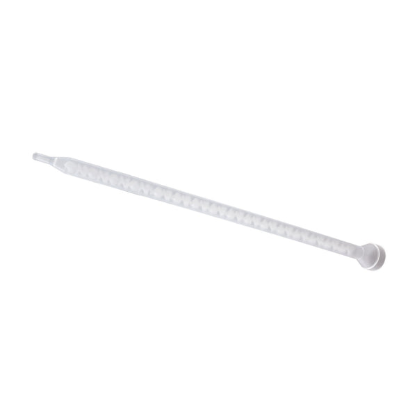 Infinity Bond 160-632 static mixer with bell inlet and slip luer tip, featuring 24 elements for 1:1 and 2:1 adhesives in 200, 400, or 600ml cartridges or meter mix systems.