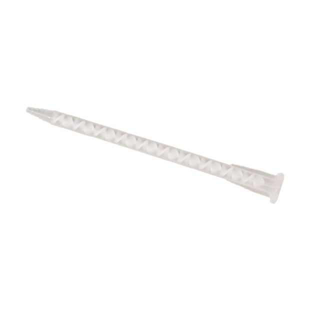 Infinity Bond MAH 06-21T static mixer nozzle with bayonet connection and stepped tip, featuring 20 mixing elements for 1:1 and 2:1 50ml adhesives.