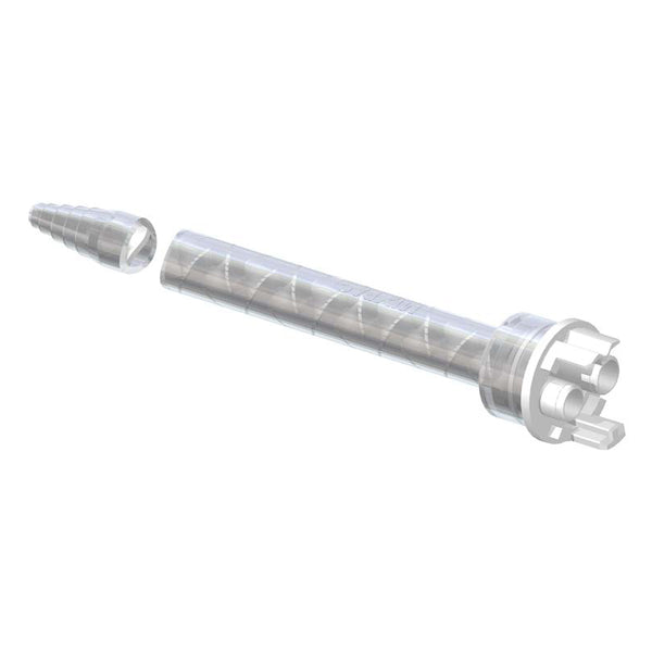 Infinity Bond MFH 10-24T static mixer nozzle with twist-lock inlet and stepped tip outlet, designed for 200ml and 400ml F System cartridges.