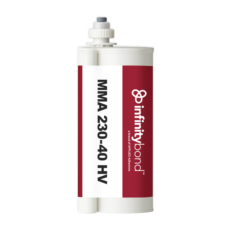 Infinity Bond MMA 230-40 HV 490 ml F-System Cartridge – 10:1 high-viscosity adhesive for metals, fiberglass, and plastics