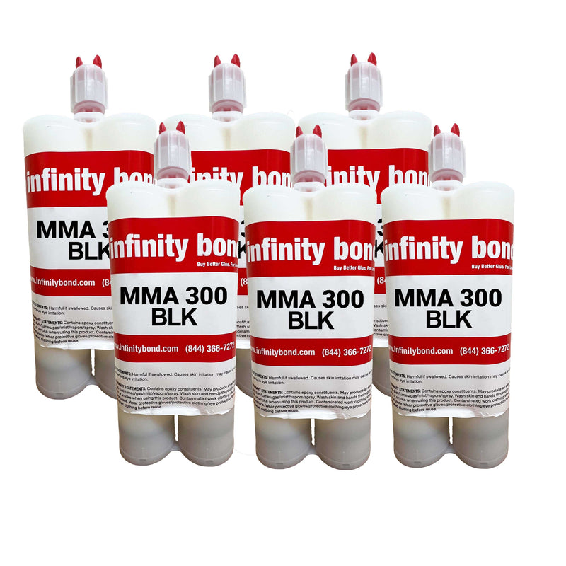 Case of 6 MMA 300 Black 400ml Adhesive Cartridges