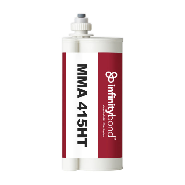 Infinity Bond MMA 415HT 490 ml Cartridge – 10:1 adhesive, 13–20 min work time, high-temp resistant for metals and composites