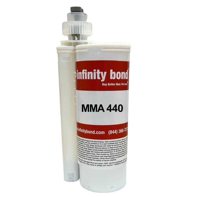Infinity Bond MMA 440 structural adhesive – 490ml two-part cartridge for metal and plastic bonding