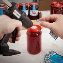 Tec 305 glue gun bonding label to jar lid for light packaging and small batch product assembly
