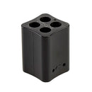 Black GlueSaver accessory with four openings, designed to reduce adhesive waste when using the Tec 806-12 glue gun.