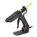 This Tec 305 glue gun from Power Adhesives is shown upright with trigger handle, precision nozzle, stand base, and installed adhesive stick