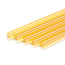 Translucent amber polyamide glue sticks are shown aligned, representing the Knottec 7713 wood repair formulation from Power Adhesives.