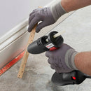 During installation work, the Tec 830 applicator is used to dispense adhesive along a narrow wood strip