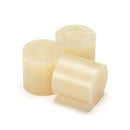 Power Adhesives Tecbond 550 clear 43mm glue slugs shown as solid cylinders for bulk hot melt adhesive use