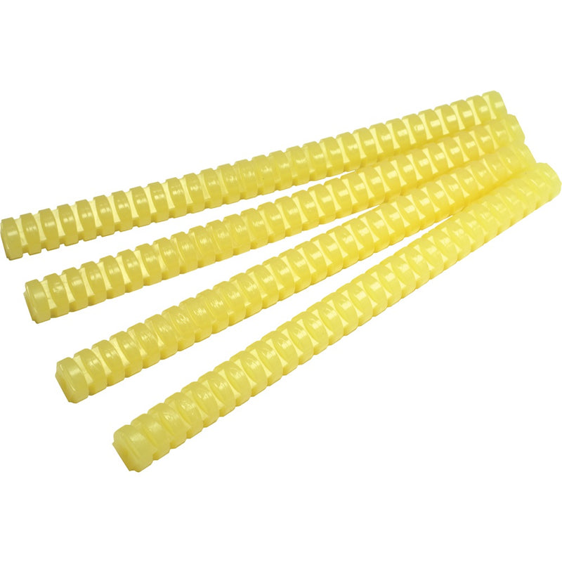 High-resolution image of ribbed hot glue sticks designed for industrial adhesive applications.