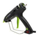 Rear view of Surebonder PRO300A hot glue gun showing the adjustable temperature dial, power switch, and glue stick loading port.