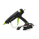 Side view of Surebonder PRO300A 300-watt hot glue gun with adjustable temperature control, power cord, and metal stand.