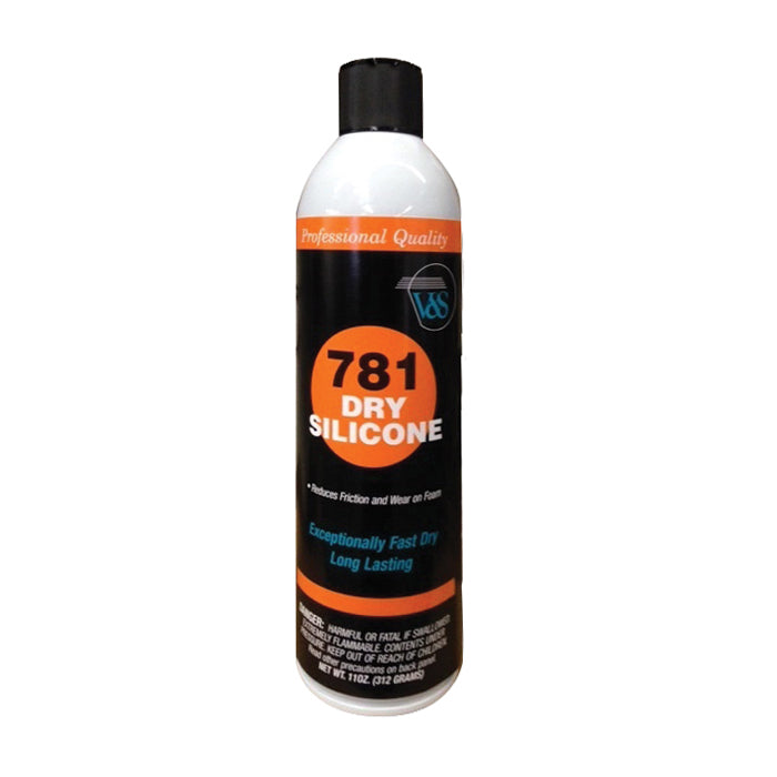 V&S 781 Dry Silicone Spray Lubricant in 11 oz can formulated to reduce friction and wear with fast-drying, long-lasting performance.