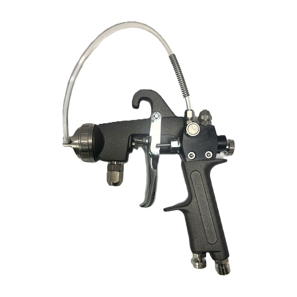 WS-101-152P 2-Part Adhesive Spray Gun with visible adjustment knobs, stainless steel fittings, and fluid line