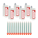 six 490 mL cartridge of MMA 230-60 HV with twelve MFQX 08-24T static mixer nozzles