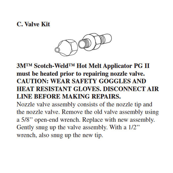 3M 9223 PG II glue gun valve assembly repair kit