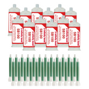 Twelve 200 mL cartridge of SB100 substrate bonder with twenty-four static mixer nozzles