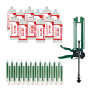 Twelve 200 mL cartridge of SB100 substrate bonder with twenty-four static mixer nozzles and a manual cartridge gun