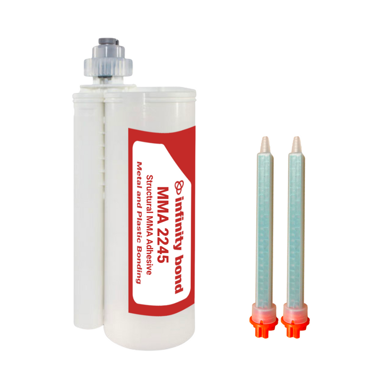 490 mL cartridge of Infinity Bond MMA 2245 with two MFQX 08-24T static mixer nozzles