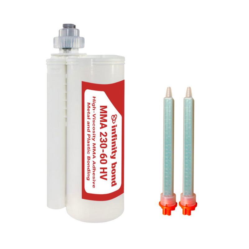 490 mL cartridge of MMA 230-60 HV with two MFQX 08-24T static mixer nozzles