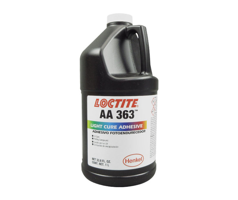 1 L bottle of Loctite AA 363 UV cure adhesive