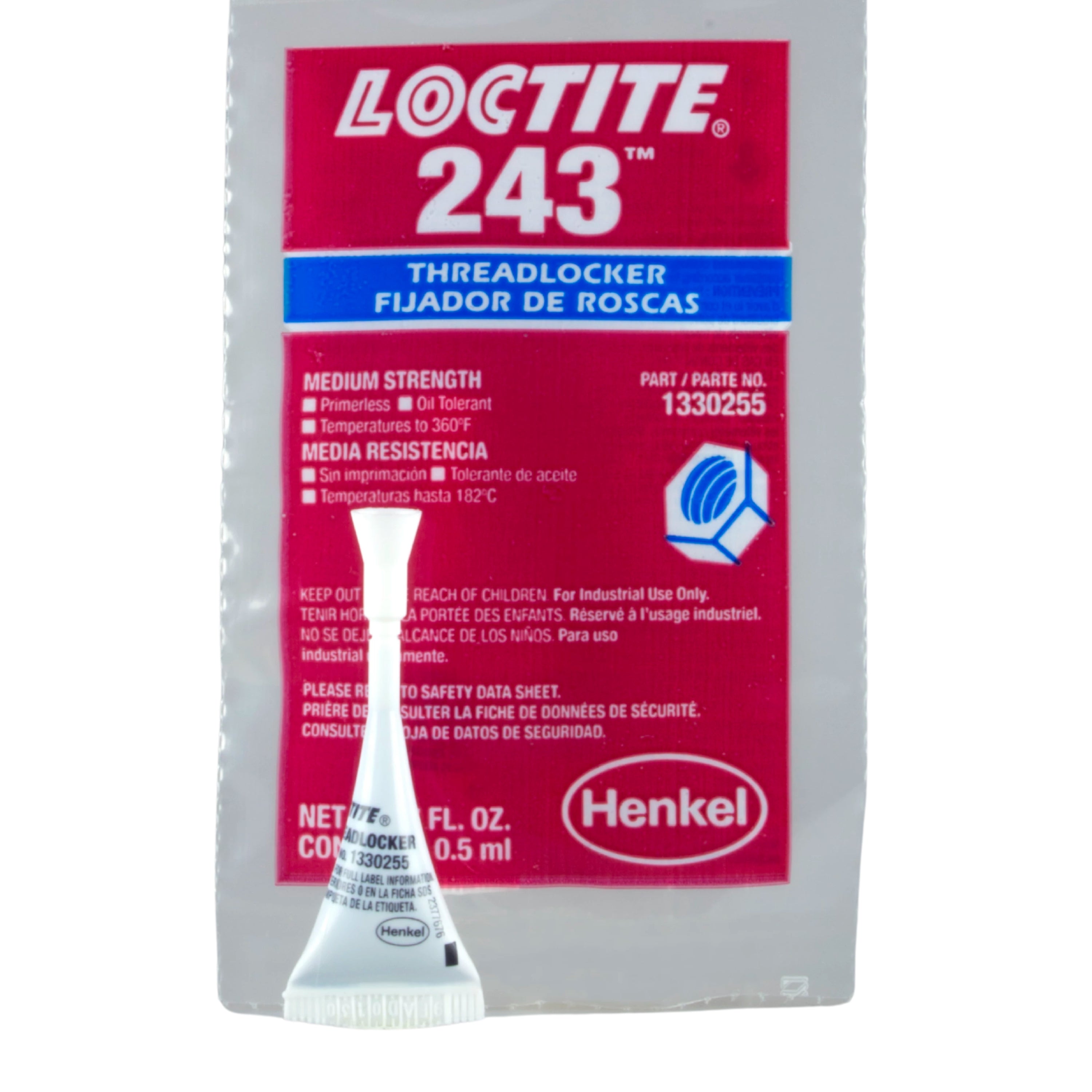 LOCTITE 243 Threadlocker for Automotive: Medium-Strength, Oil Tolerant,  High-Temperature, Anaerobic, General Purpose | Blue, 6 ml Red Tube (PN