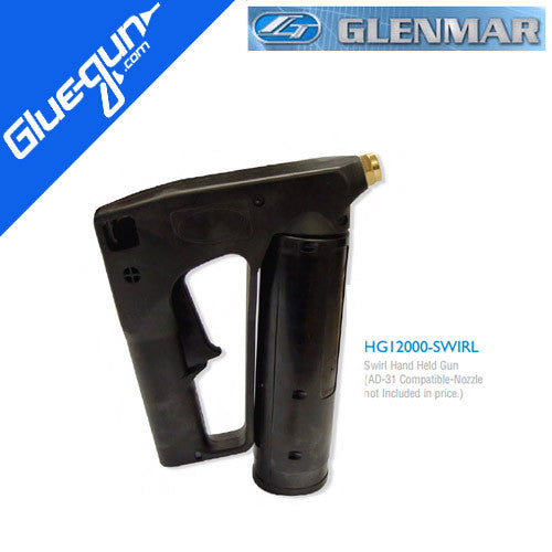 Bulk hot melt hand gun for swirl spray